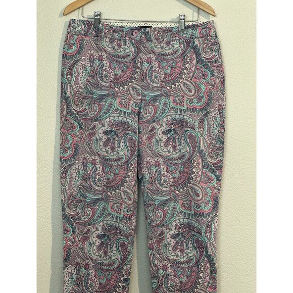 Talbots Women's Paisley Perfect Crop Pants, Size 10 Purple Colorful - Picture 2 of 11
